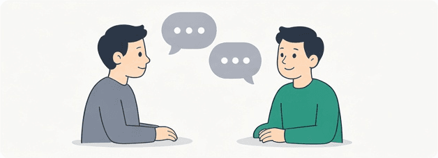 A founder and a user talking face to face