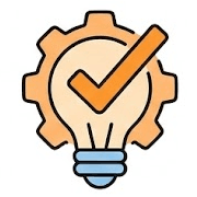 A lightbulb inside a gear, representing insight into daily workflows