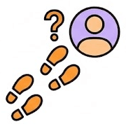 Footprints leading to a user avatar with a question mark